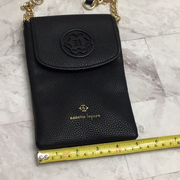 Nanette Lepore Black Pebble Faux Leather phone wallet crossbody bag - Picture 10 of 10